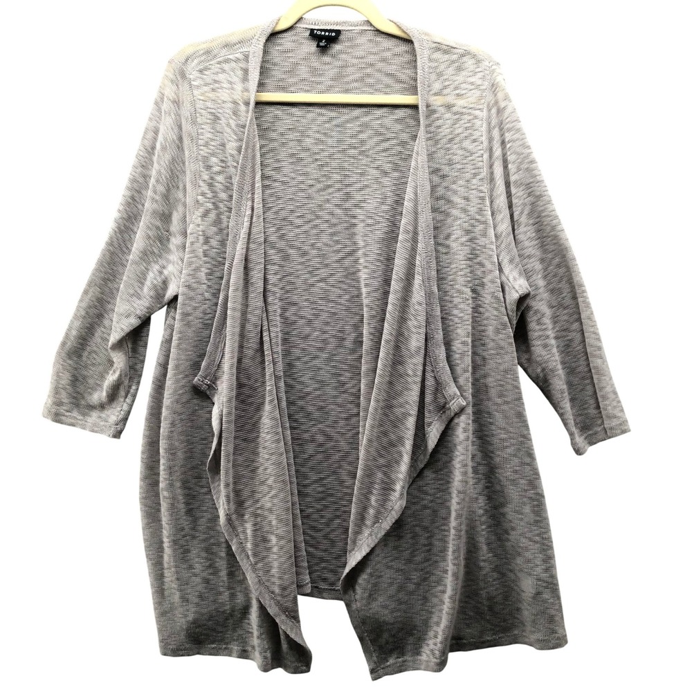 Torrid Open Knit Cardigan Womens 2X Open Front Waterfall‎ Beige Breathable